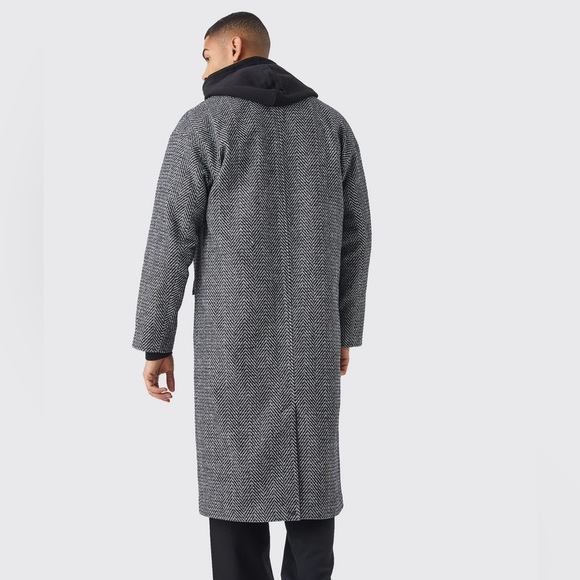 WOOL LOOK OVERCOAT WITH METAL CLASP. Size M. NWT - Picture 3 of 4